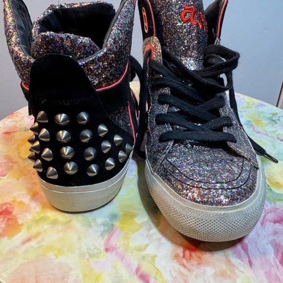 NEW limited edition Ash Glitter Spiked Hightop Spirit Sneakers - Size 38 - Picture 6 of 16